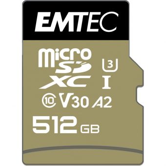Emtec SpeedIN Pro microSDXC 512GB UHS-I U3 A2 V30 Class10 + SD Adapter ECMSDM512GXC10SP