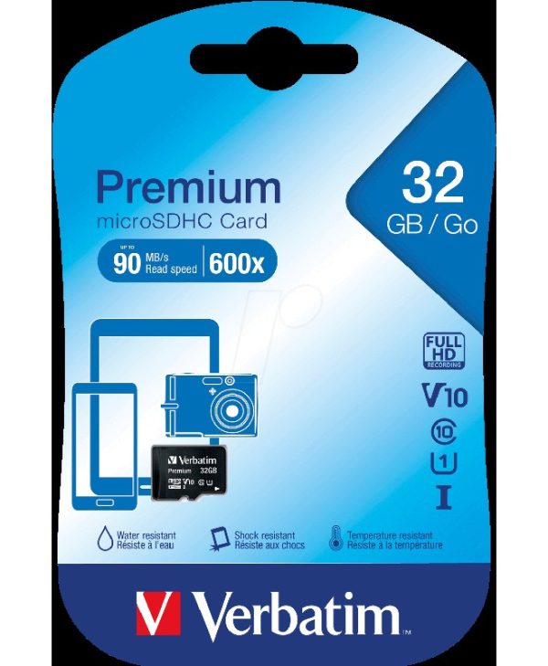 Verbatim Premium microSDXC 32GB UHS-I U1 V10 Class10 44013