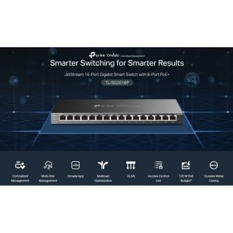 TP-Link JetStream 16-Port Gigabit PoE+ Desktop Smart Switch TL-SG2016P V1 - Image 3