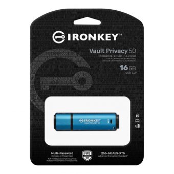 Kingston IronKey Vault Privacy 50 16GB USB-A 3.2 Secure Blue IKVP50/16GB - Image 3