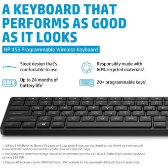 HP 450 Programmable Wireless Keyboard Black US 4R184AA - Image 6