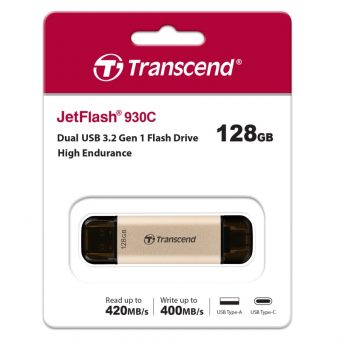 Transcend JetFlash 930c Dual 128GB USB-A/C 3.2 Gold TS128GJF930C - Image 2