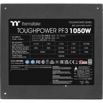 Thermaltake Toughpower PF3 Gen 5 1050W 12cm Fan Fully-Modular 80+ Platinum PS-TPD-1050FNFAPE-3 - Image 2