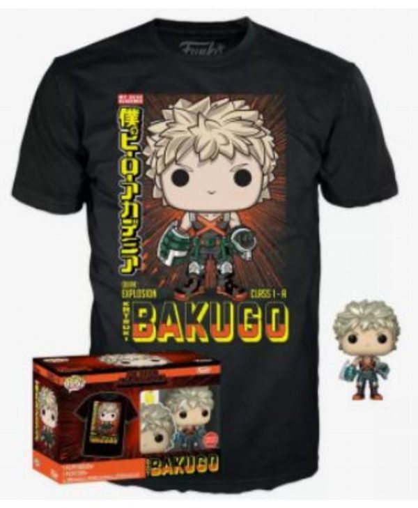 Funko Pop! & Tees (Adult): My Hero Academia - Katsuki Bakugo (Metallic) (Special Edition) Vinyl Figure & T-Shirt (XL) 889698645959