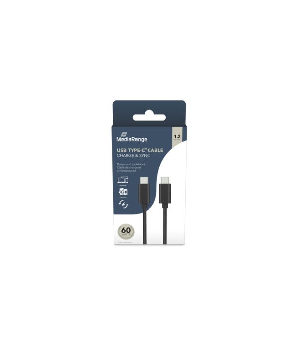 MediaRange Charge & Sync Cable USB 3.0 C Male - USB 3.0 C Male PD 60W 1.2m Black MRCS213