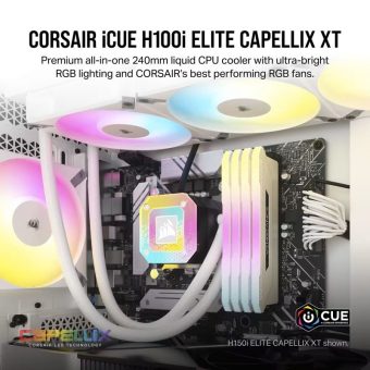 Corsair iCUE H100i Elite Capellix XT CPU Liquid Cooler White CW-9060072-WW - Image 8