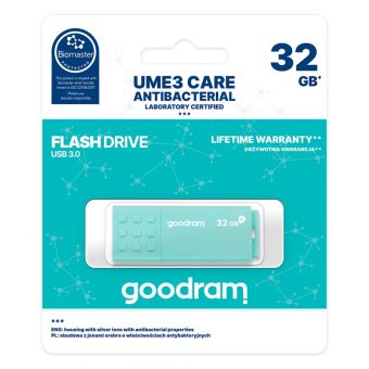 Goodram UME3 Antibacterial 32GB USB 3.0 Turquoise UME3-0320CRR11 - Image 2
