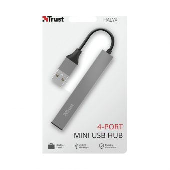 Trust Halyx Aluminium USB 2.0 Hub 4 USB-A Silver 24947 - Image 3
