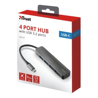 Trust Halyx Aluminium USB 3.2 Hub 4 USB-C Silver 24948 - Image 3