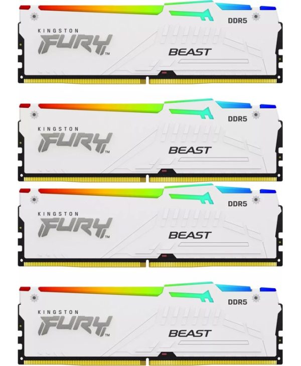 Kingston FURY Beast RGB 128GB (4 x 32GB) 5600MHz CL40 DDR5 White KF556C40BWAK4-128