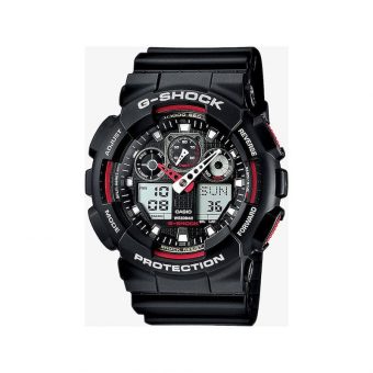 Casio G-Shock Watch Rubber Strap 55mm Black/Red GA-100-1A4ER