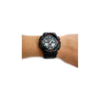 Casio G-Shock Watch Rubber Strap 55mm Black/Red GA-100-1A4ER - Image 2