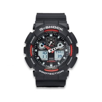 Casio G-Shock Watch Rubber Strap 55mm Black/Red GA-100-1A4ER - Image 6