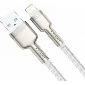 Baseus Crystal Shine Braided USB to Lightning Cable 1m White CALJK-A02 - Image 2