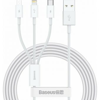 Baseus Superior Series Regular USB-A to USB-C / Lightning / micro-USB Cable 1.5m White CAMLTYS-02