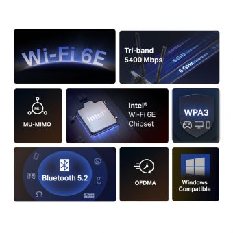 Mercusys AXE5400 Wi-Fi 6E & Bluetooth 5.2. PCIE Aadapter MA86XE - Image 2