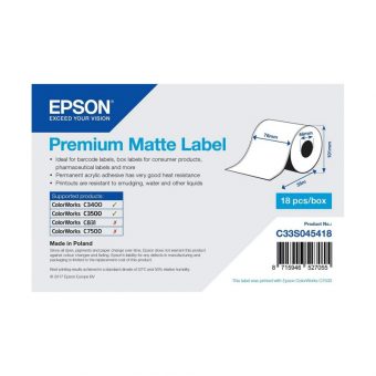 Epson Premium Matte Label Die-Cut Roll 76mm x 35m C33S045418