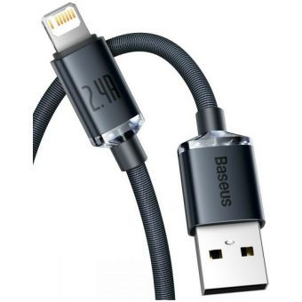 Baseus Crystal Shine Braided USB - Lightning Cable Black 2m CAJY000101 - Image 2