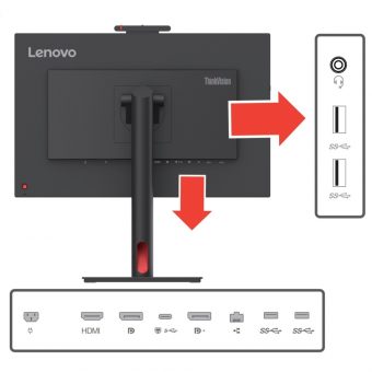 Lenovo ThinkVision T24mv-30 FHD IPS 75Hz + Cam Monitor Black 63D7UAT3EU - Image 9
