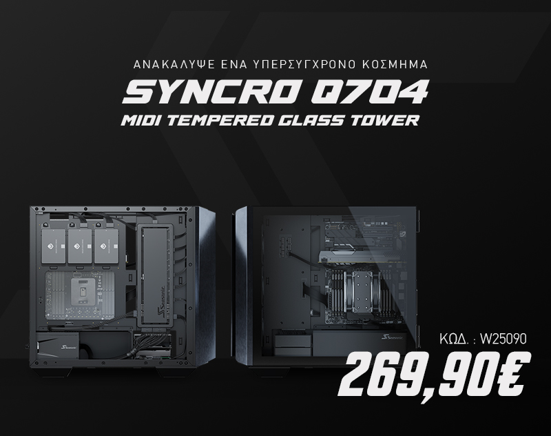 W25090 Seasonic Syncro Q704 Midi Tempered Glass Tower + Connect 750W SYNCRO-Q704-DGC-750 v2