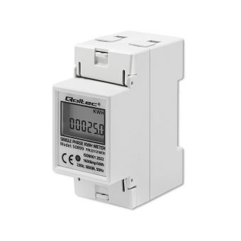 Qoltec Single Phase Electronic Energy Consumption Meter 230 V LCD 2P DIN rail 50899
