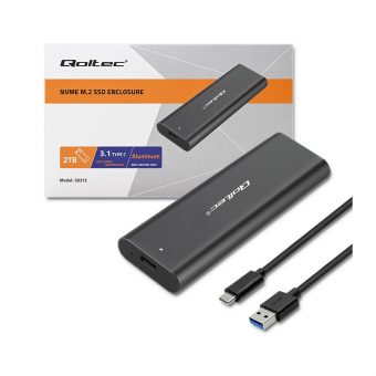Qoltec M.2 NvME Enclosure USB 3.1 Type-C Black 50312