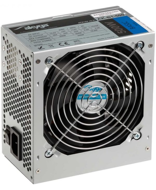 Akyga 500W 12cm Fan Non-Modular Silver AK-B1-500