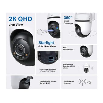 TP-Link Tapo C520WS QHD Pan/Tilt Outdoor Home Security Wi-Fi Camera - Image 2