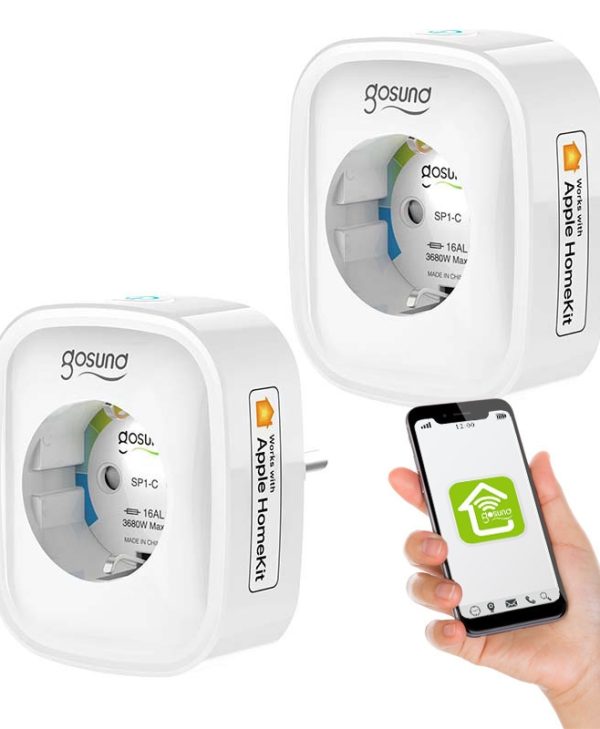 GoSund SP1-H Μονή Εξωτερική Πρίζα Ρεύματος Wi-Fi 2 τμχ Λευκή SP1-H 2PC
