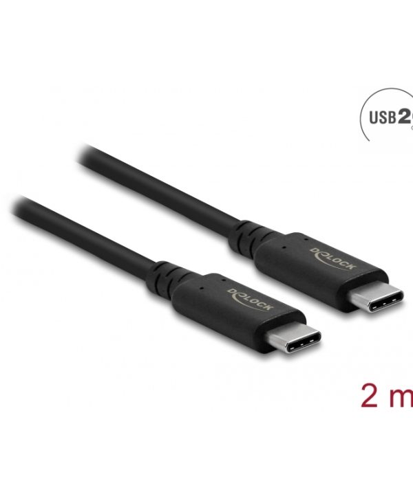 Delock Cable USB-C 4.0 Male - USB-C 4.0 Male 100W 2m Black 86980