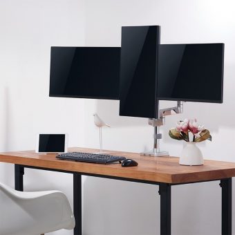 LogiLink Adjustable Triple Monitor Desktop Stand kit (27") Silver BP0090 - Image 2