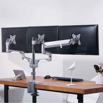 LogiLink Adjustable Triple Monitor Desktop Stand kit (27") Silver BP0090 - Image 3