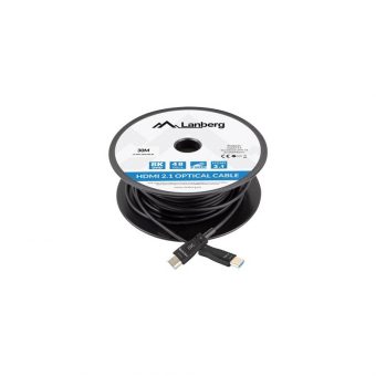 Lanberg Video Cable HDMI 2.1 (Active F.Optic) 8K 60Hz / 4K 120HZ Male - Male 30m Black CA-HDMI-30FB-0300-BK - Image 2