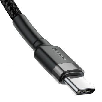 Baseus Braided Cable Cafule USB-C 2.0 Male - Male Black Grey 1.0m CATKLF-GG1 - Image 3