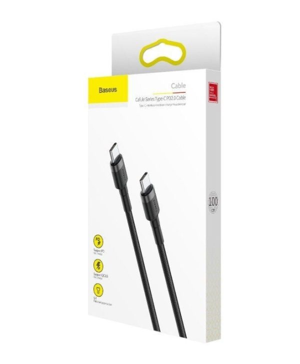 Baseus Braided Cable Cafule USB-C 2.0 Male - Male Black Grey 1.0m CATKLF-GG1