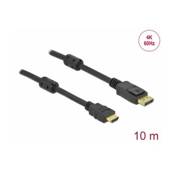 Delock Cable DP 1.2 To HDMI 2.0 Active 10m Black 85960