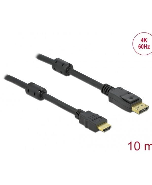 Delock Cable DP 1.2 To HDMI 2.0 Active 10m Black 85960
