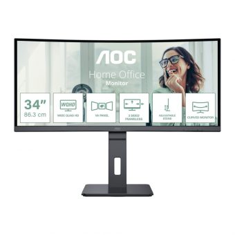 AOC 34" UWQHD VA 100Hz Business Curved Monitor Black CU34P3CV