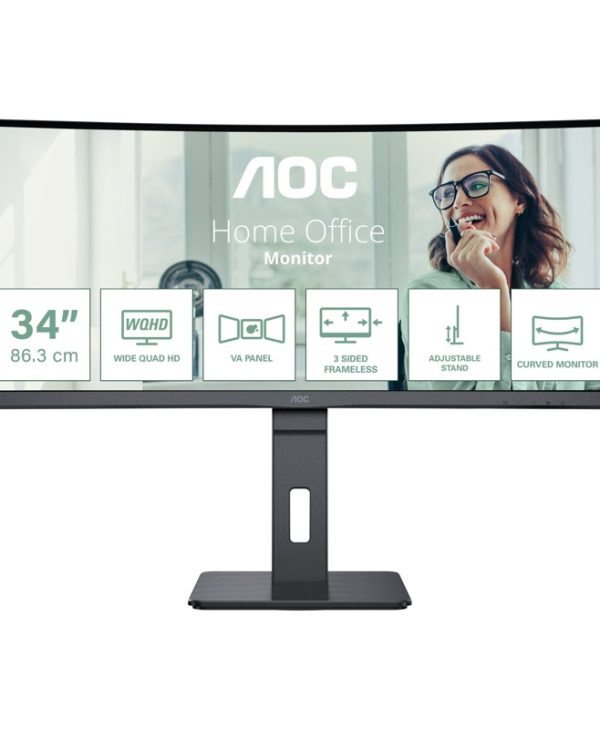 AOC 34" UWQHD VA 100Hz Business Curved Monitor Black CU34P3CV