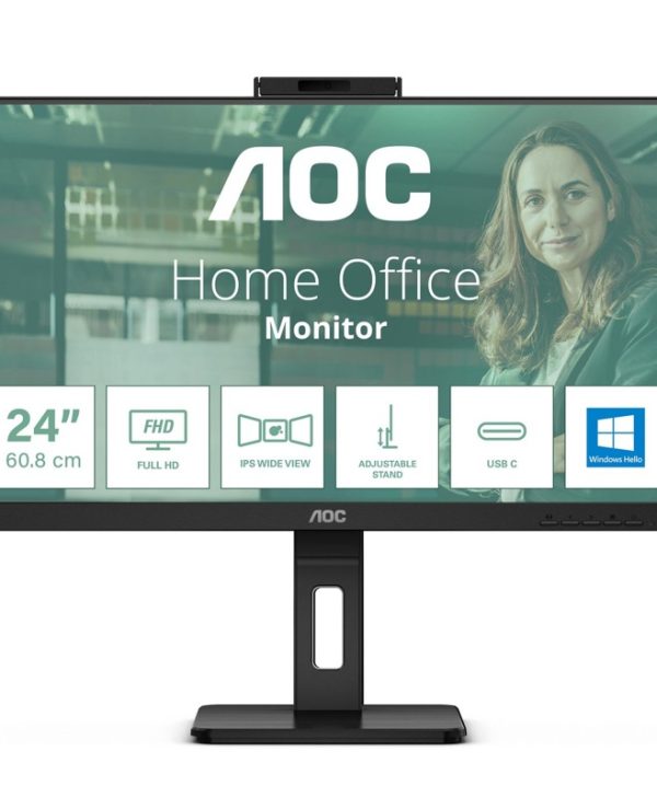 AOC 23.8" FHD IPS 75Hz Cam Conference Monitor black 24P3CW