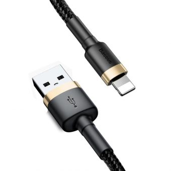 Baseus Cafule Braided Cable USB 2.0 Male to Lightning 2m Black/Gold CALKLF-CV1