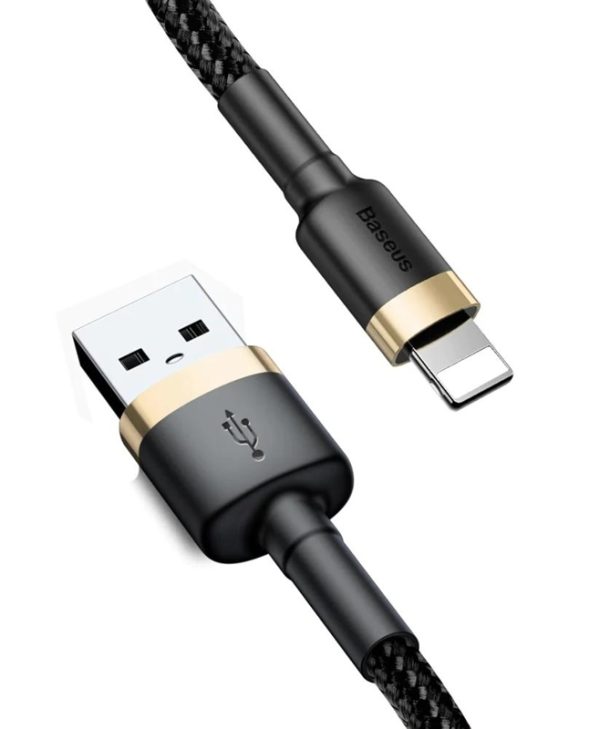 Baseus Cafule Braided Cable USB 2.0 Male to Lightning 2m Black/Gold CALKLF-CV1