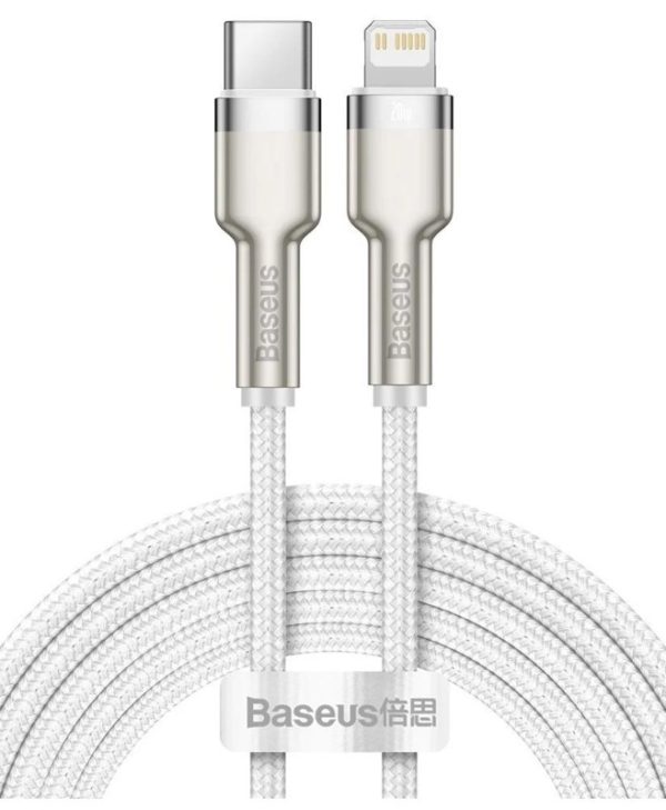 Baseus Cafule Metal Braided USB-C male to Lightning Cable 20W 2m White CATLJK-B02