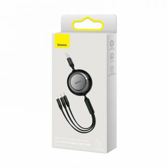 Baseus Bright Mirror 2 Flat 3in1 Cable  USB-A to Usb-C to Micro USB to Lightning 1.1m Black CAMJ010001 - Image 3