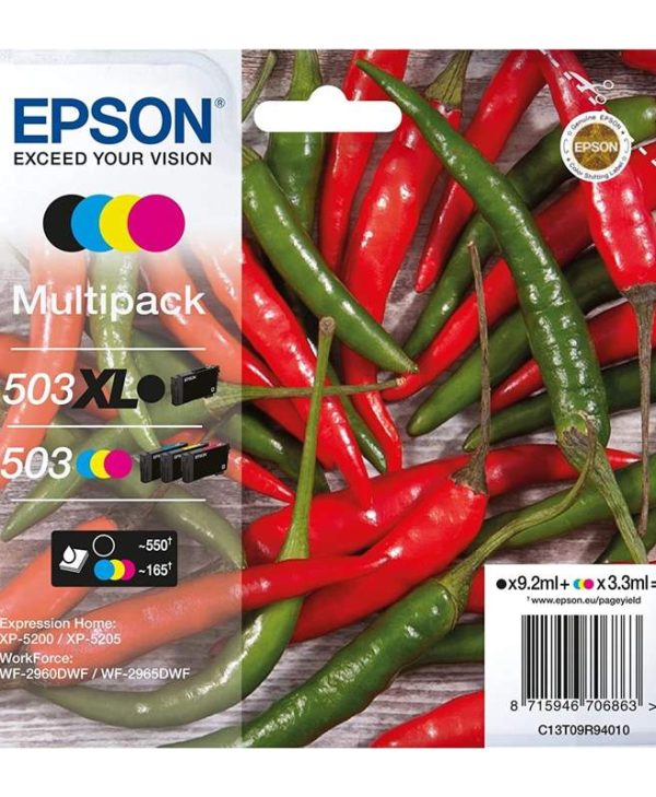 Epson 503XL Black High Capacity 503 Ink Cartridge Multipack C/M/Y C13T09R94010