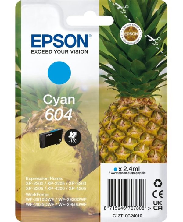 Epson 604 Cyan Ink Cartridge C13T10G24010