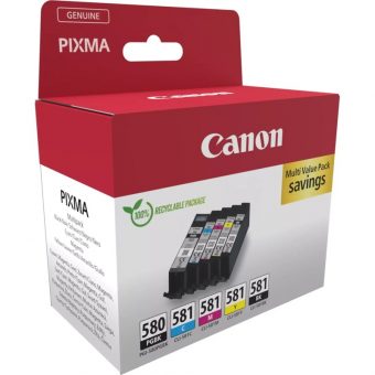 Canon PG-580/CLI-581 Ink Cartridge Multipack BGBK/BK/C/M/Y 2078C007 - Image 2
