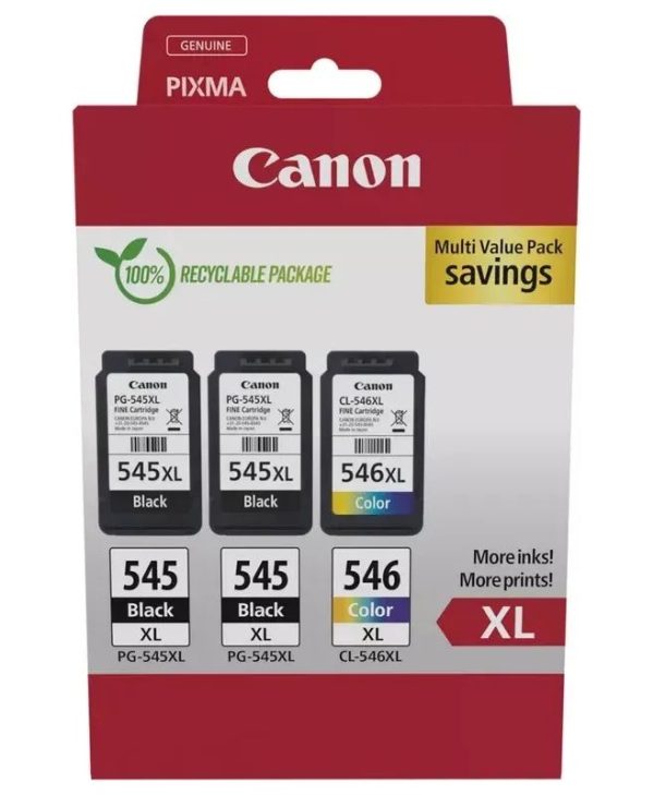 Canon PG-545XL x2/CL-546XL High Capacity Value Pack Black(x2)/Tricolour Ink Cartridge 8286B013