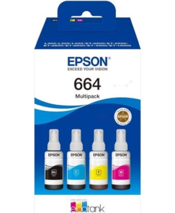 Epson EcoTank 664 Multipack Ink Botle BK/C/M/Y  C13T664640
