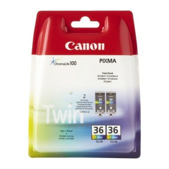 Canon CLI-36CL Twin Pack Tricolour Ink Cartridge 1511B025